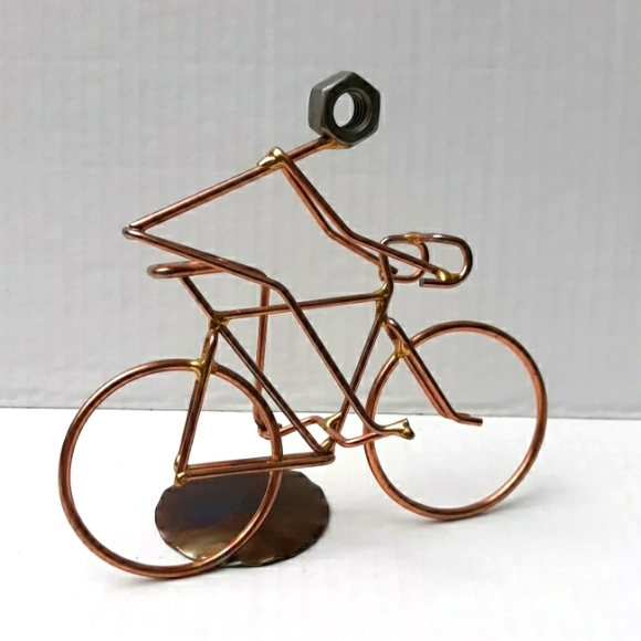 ROCK CREEK METAL CRAFT HANDMADE BICYCLIST - Picture 1 of 9
